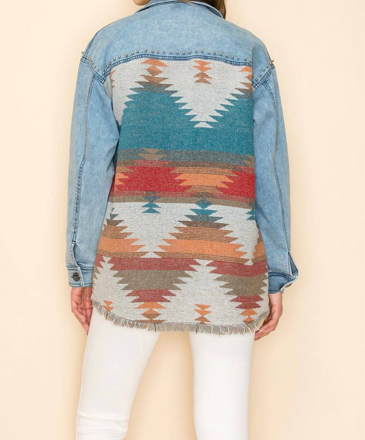 Way - Oversized Aztec Jacket With Studs