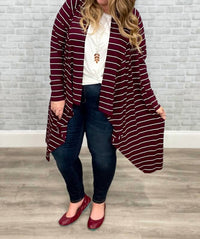 Hawthorne - Stripe Ribbed Cascade Cardigan