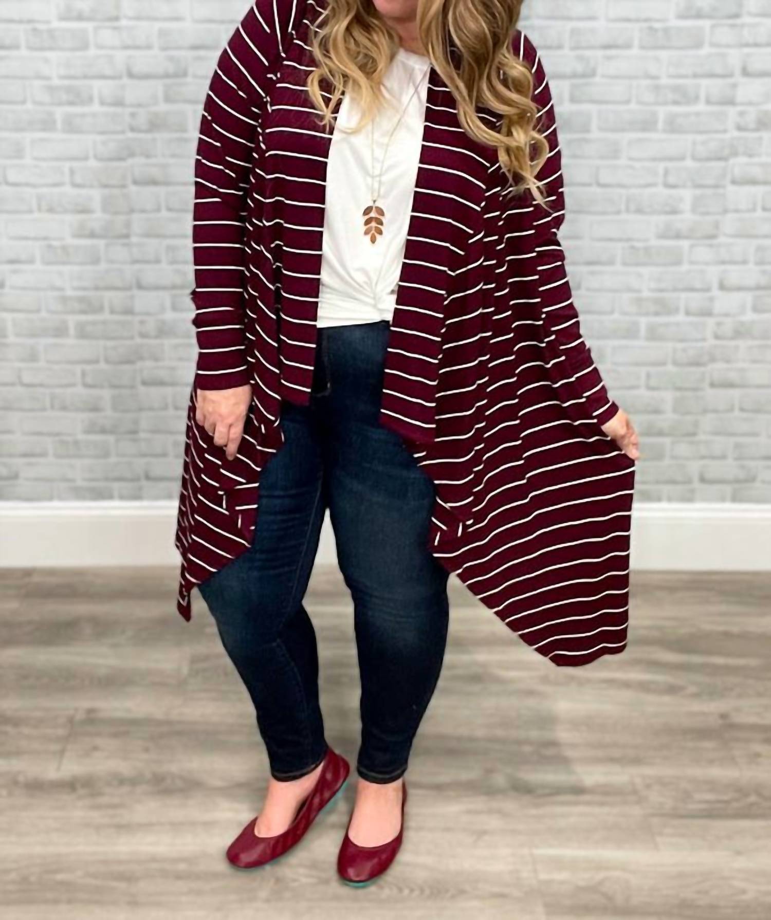 Hawthorne - Stripe Ribbed Cascade Cardigan