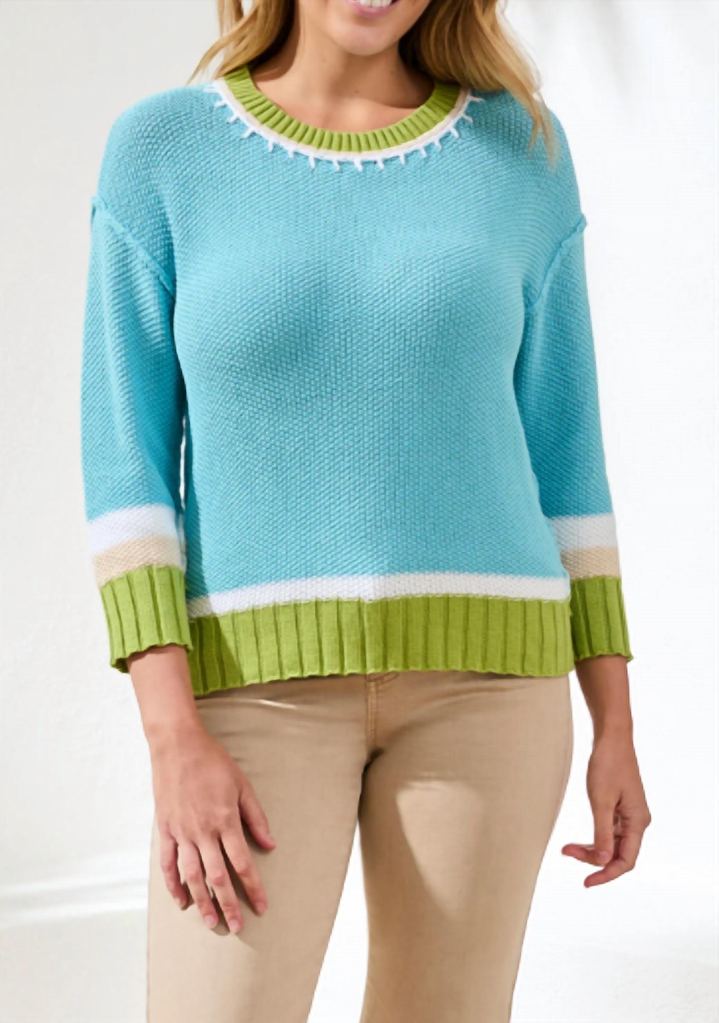 TRIBAL Women's Crew Neck Sweater in aqua - women's sweater