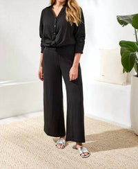 Tribal - Crinkle Gauze Elastic Waist Flowy Pants