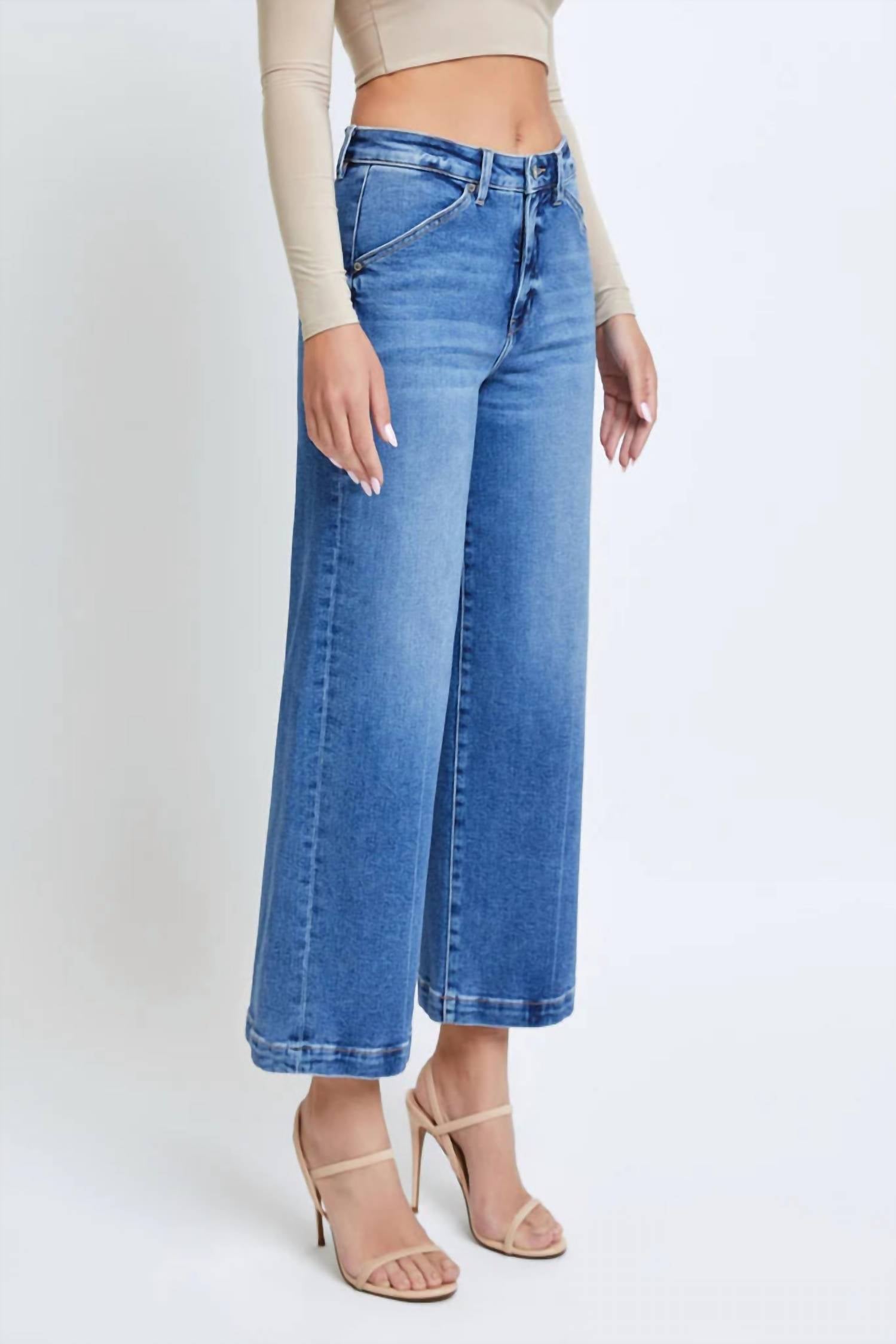 Hidden - Women's Nori Cropped Wide Leg Trouser Jeans