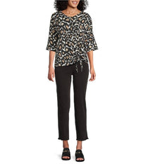 Multiples - Cuffed Elbow Sleeve Tie Waist Top