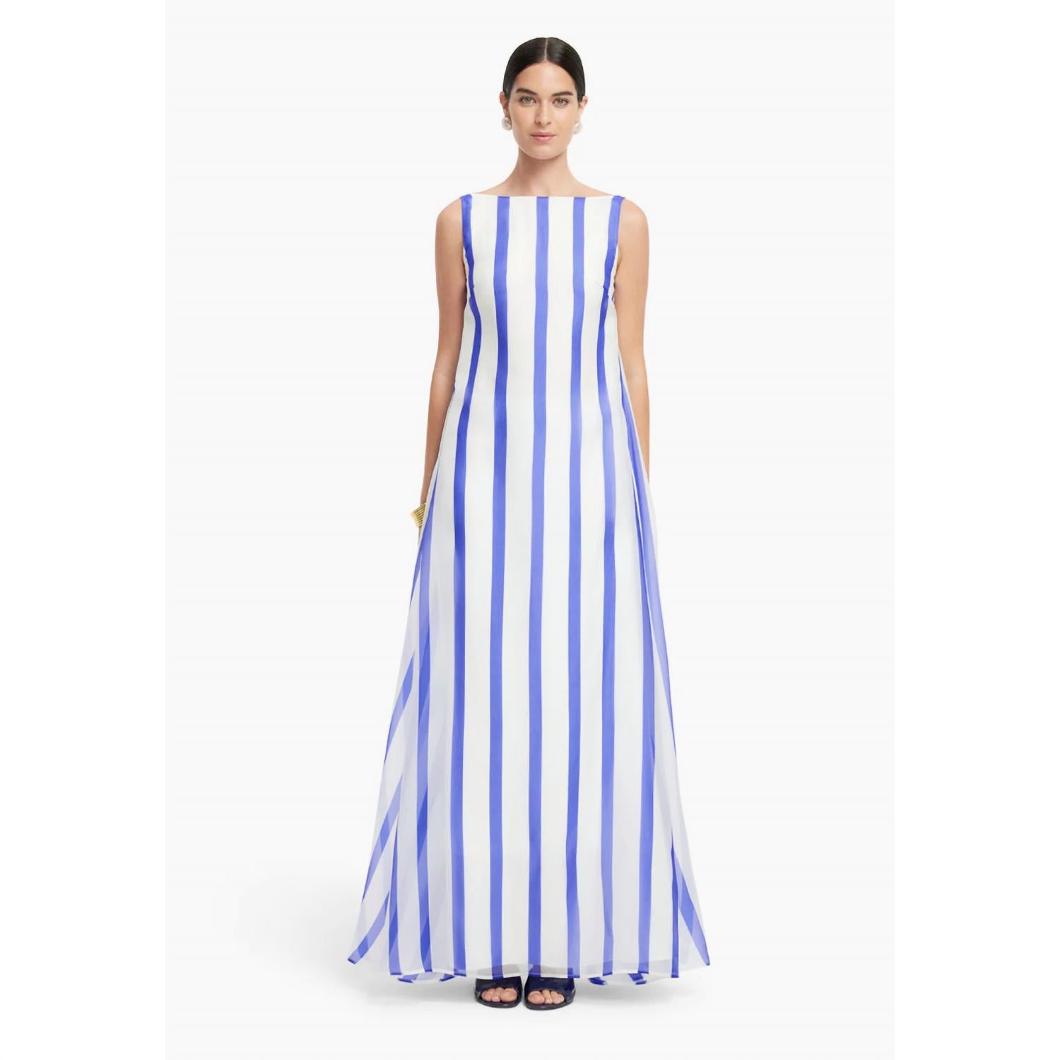 Leo Lin - Yumei Striped Open Back Gown