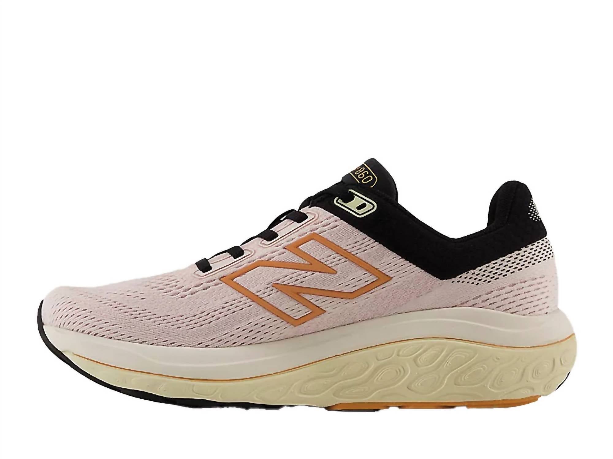 New Balance Women's Fresh Foam W860v14 Running Shoes in pink brown - women's shoe - detail view