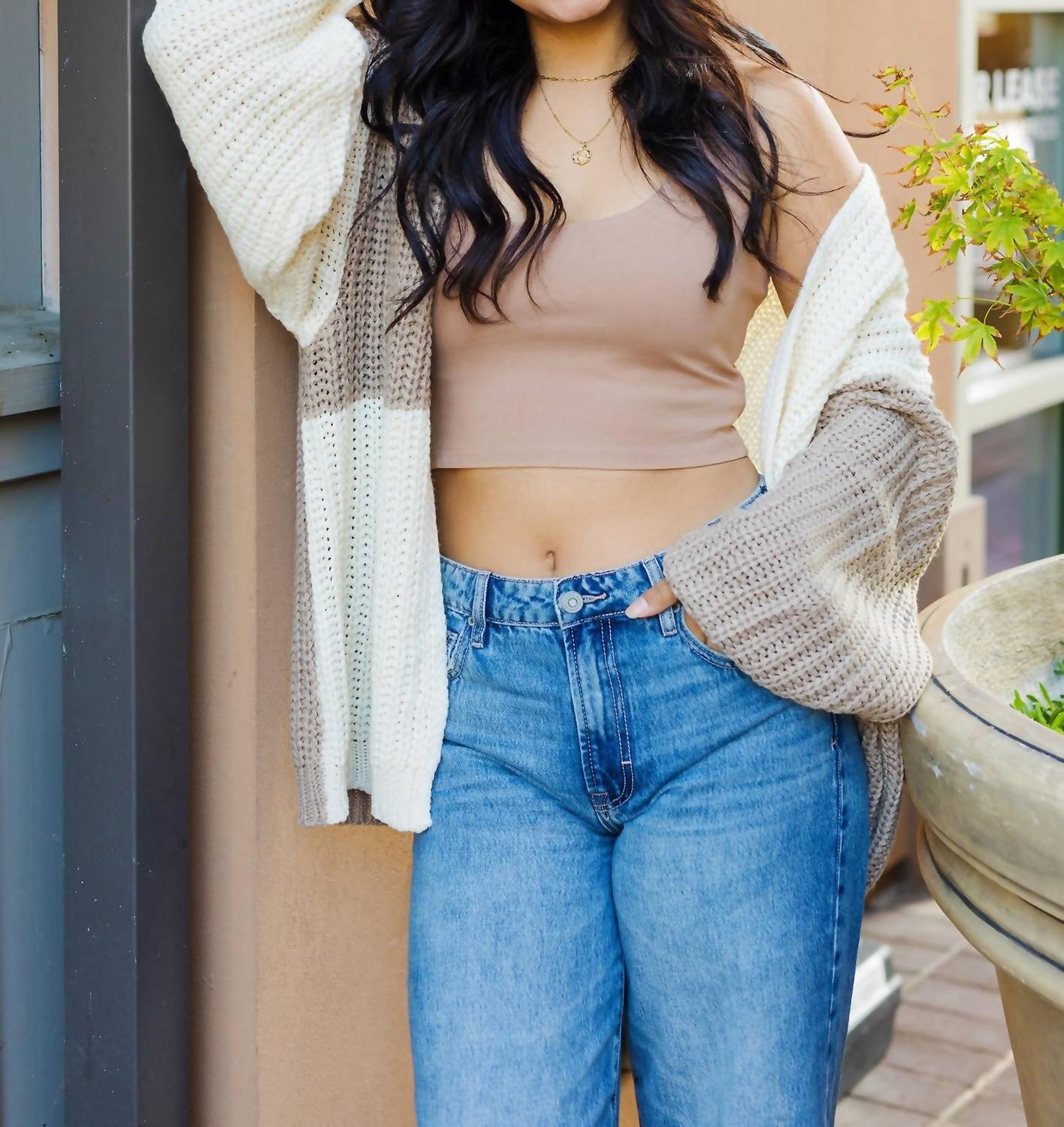 Ee:Some - Carly Color Block Open Cardigan