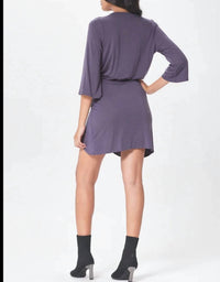 LAmade Lumi Wrap Front Mini Dress in petrol - women's dress - detail view