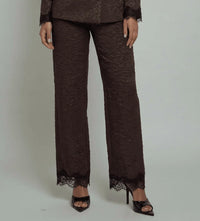 Akalia - Maison Jacquard Lace-trim Trousers
