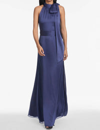 SACHIN & BABI Kayla Tie Neck Gown in deep cobalt - women's dress