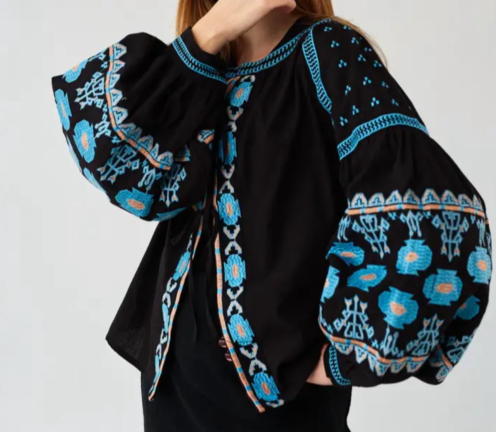 Handmade Originals Ukraine - Embroidered Long Sleeve Sandi Blouse