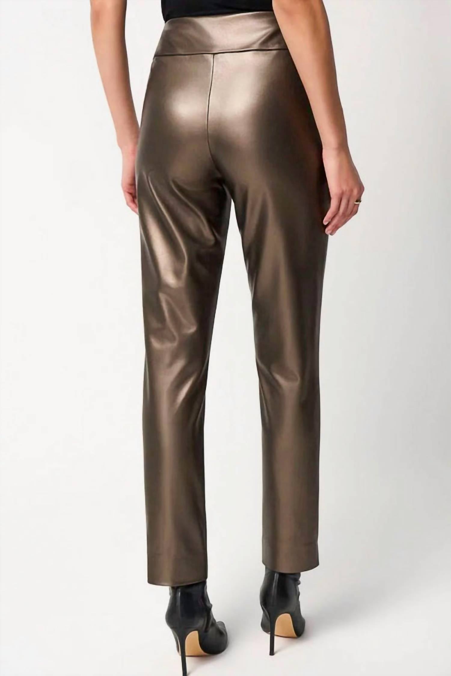 Joseph Ribkoff - Metallic Faux Leather Slim Fit Pull-on Pants