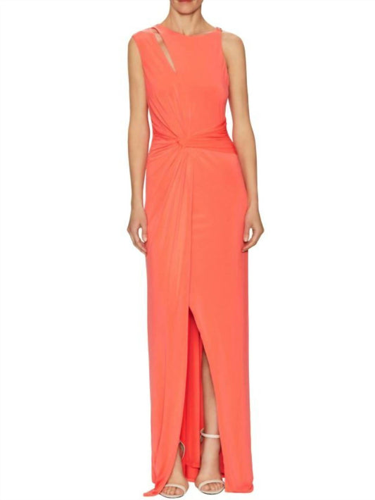 Halston Heritage - Jersey Front Twist Faux Wrap Long Dress