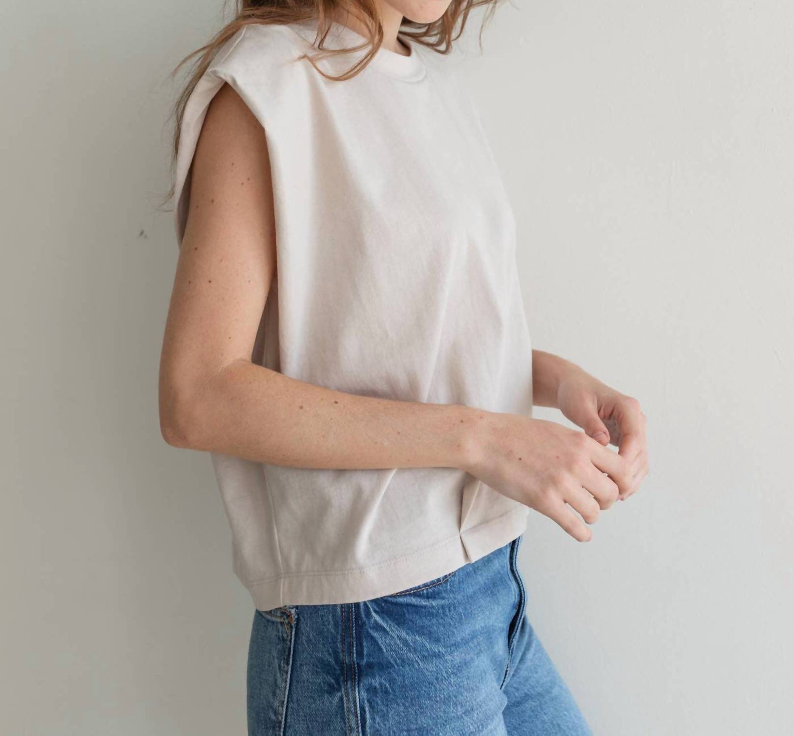 Things Between Tate Muscle Tee in stone - women's shirt - alternate view