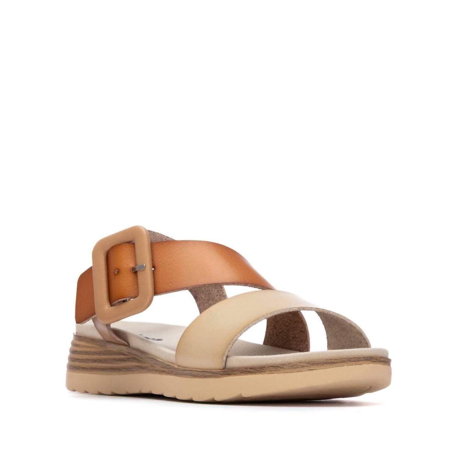 Xti Women's Cross Strap Wedge Sandals in beige - women's sandal