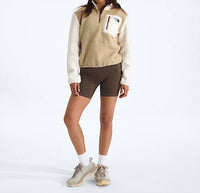 THE NORTH FACE Yumiori Quarter Zip Jacket in khaki stone white dune utility brown - women's top - detail view
