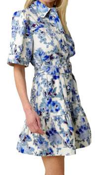 Olivaceous - Cora Floral Belted Shirt Dress