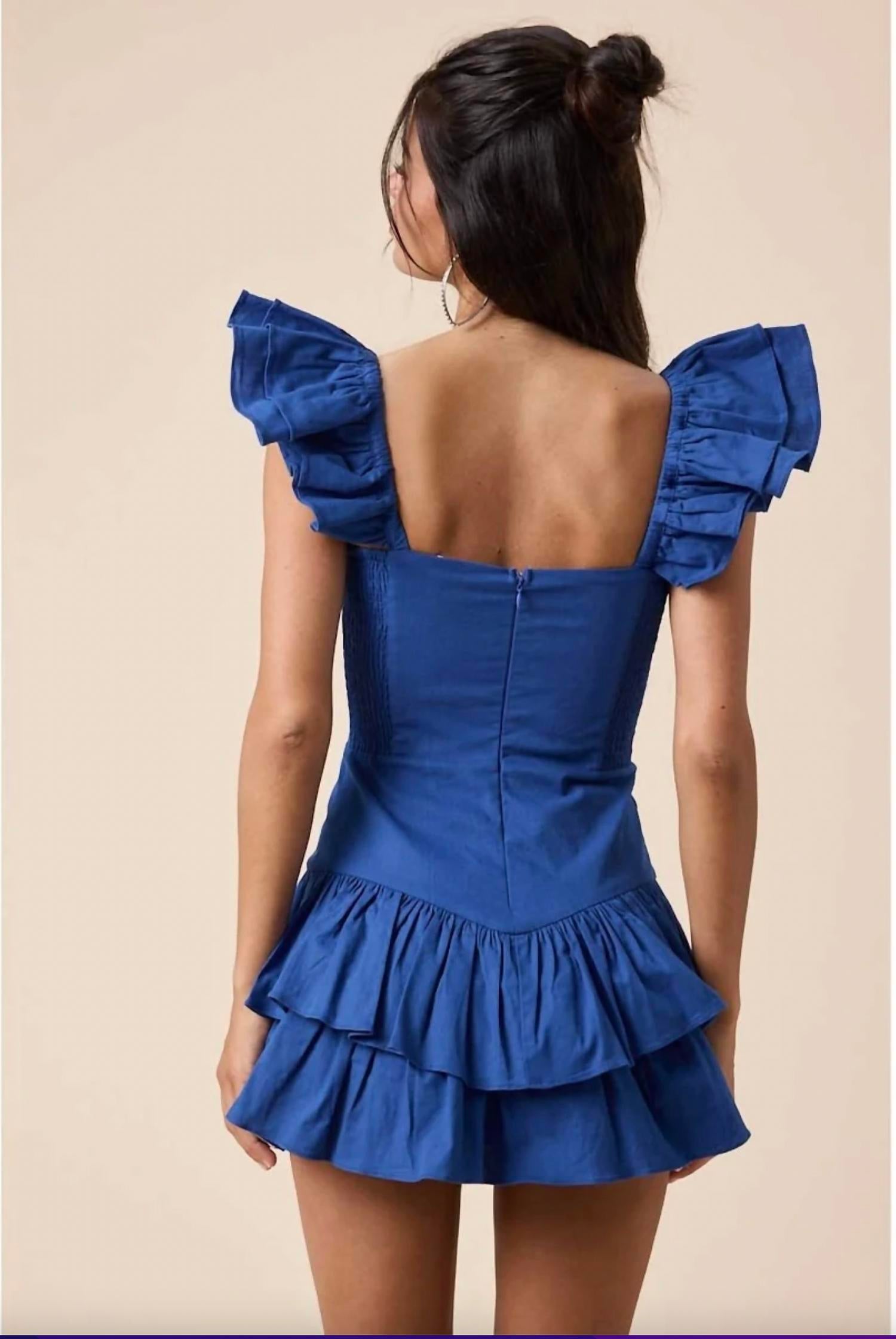 Sky To Moon - Women's Wing Strap Layered Mini Dress