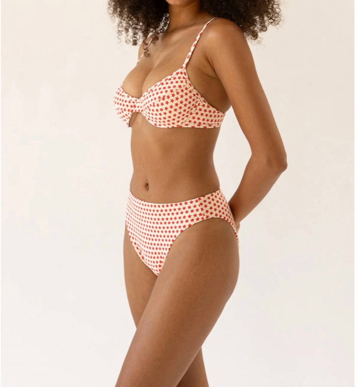 Dippin' Daisy's Seashore Rockstar Cheeky Bikini Bottom in red - women's swimwear - detail view