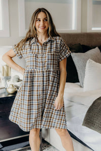 Mikarose - Harvest Plaid Short Sleeve Dress