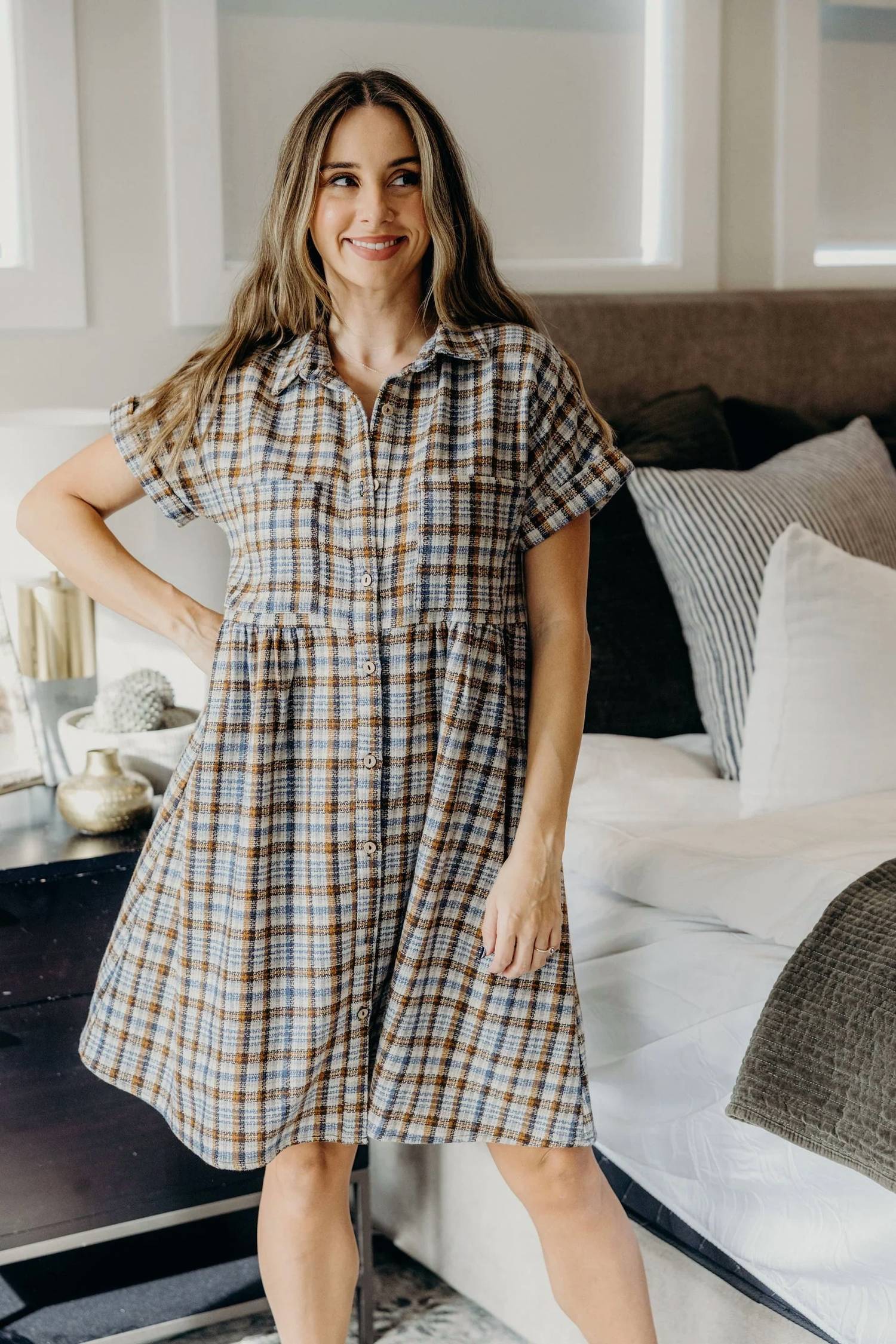 Mikarose - Harvest Plaid Short Sleeve Dress