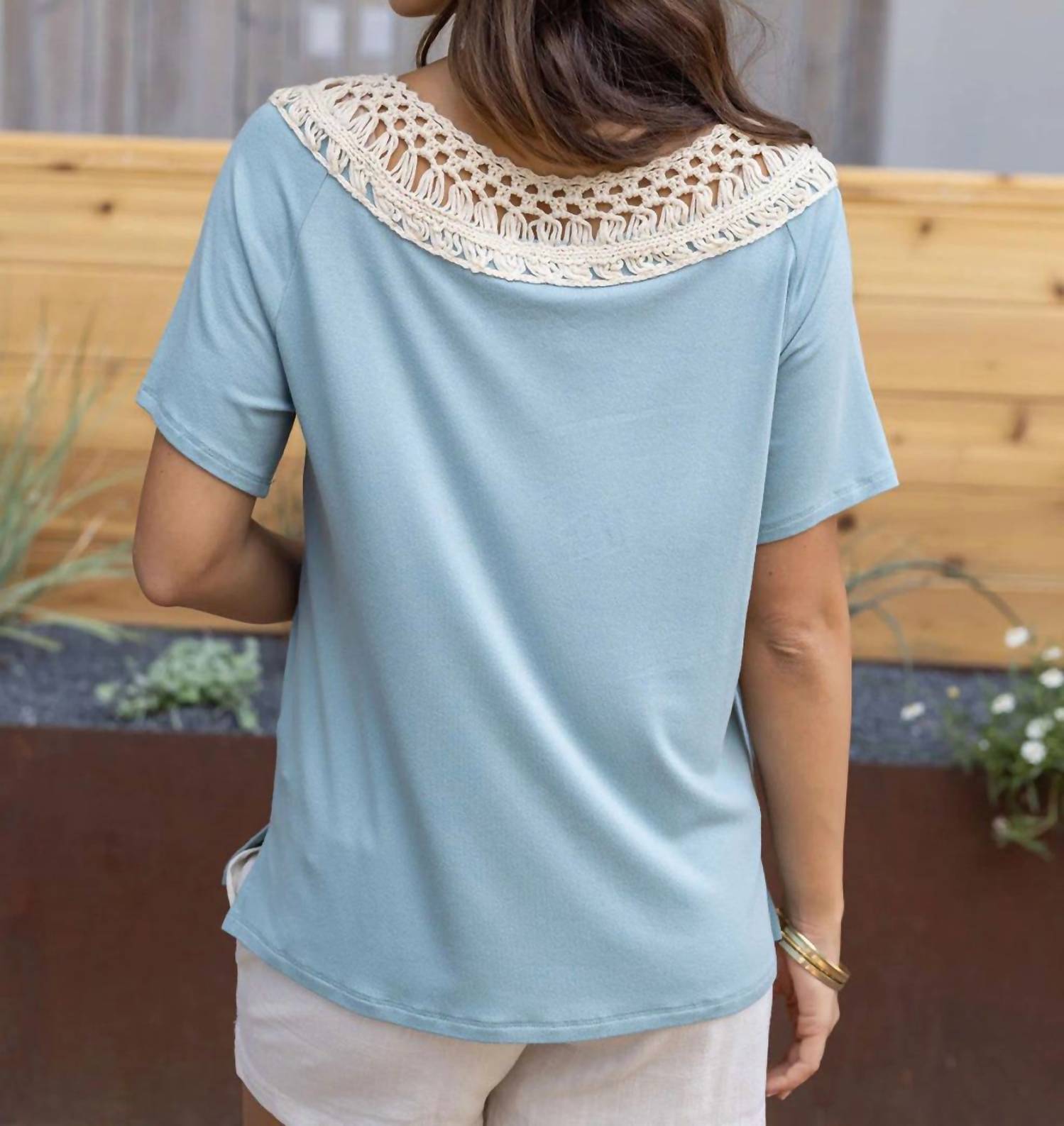 Grace And Lace - Calia Crochet Short Sleeve Top
