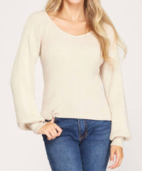 She + Sky - Long Sleeve Knit Sweater Top