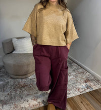 &Merci - Morgan Mock Neck Short Sleeve Cropped Sweater Top