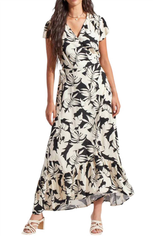 Tribal - Short Sleeve Wrap Up Print Maxi Dress