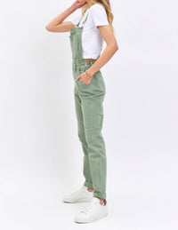 Judy Blue - Garment Dyed High Waist Double Cuffed Boyfriend Overalls
