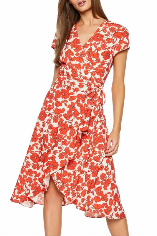 Bardot - Fiesta Floral Print Faux Wrap Midi Dress