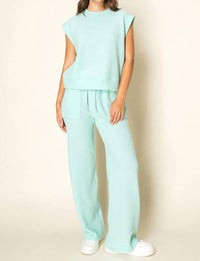 Tres Bien - Misty Waffle Knit Wide Leg Pant
