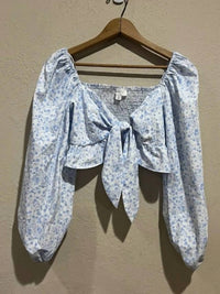 Mable - Long Sleeve Tie-front Top