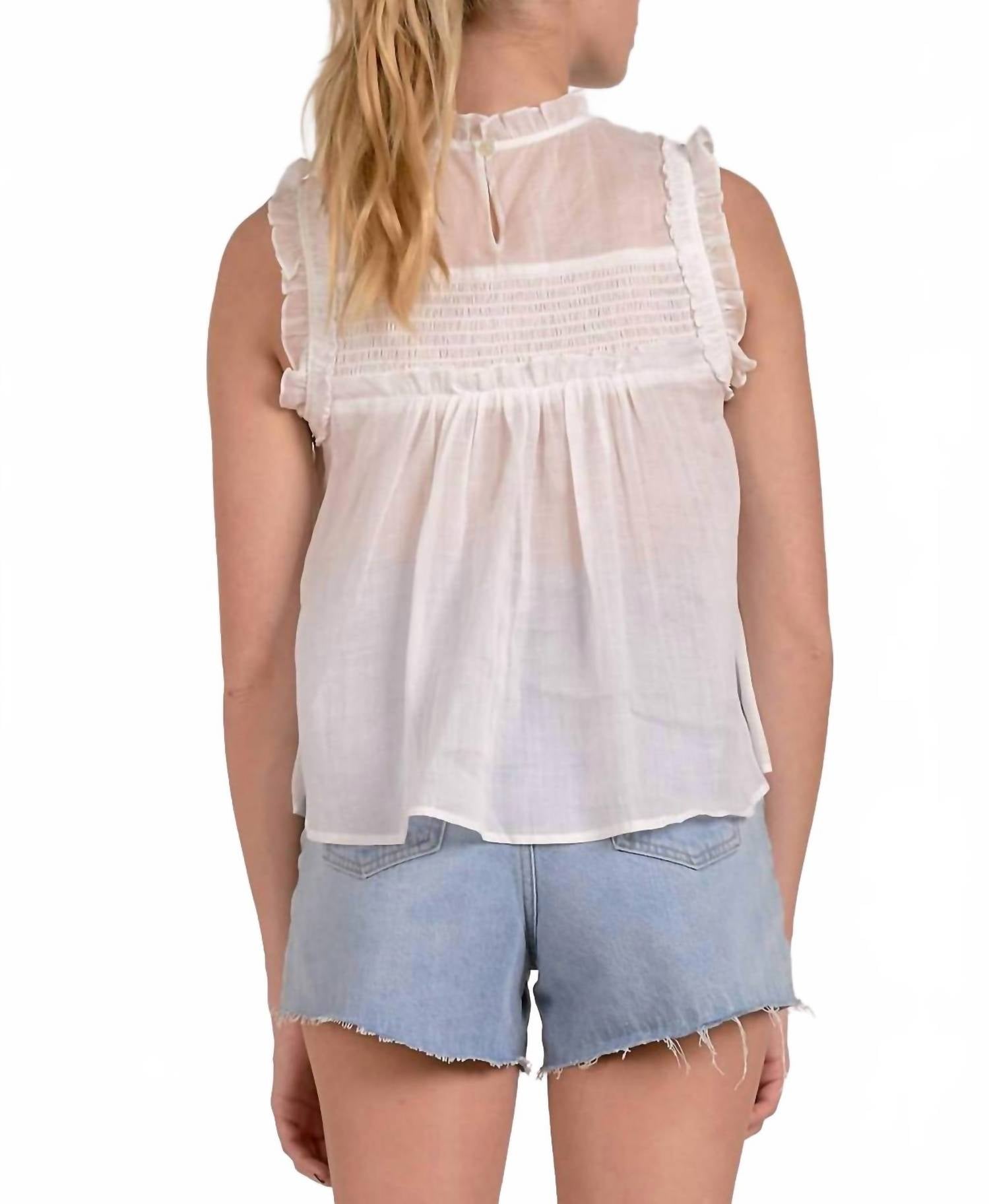 Elan - Ruffle Trim Sleeveless Blouse