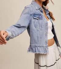 Listicle - Ruffled Hem Denim Jacket