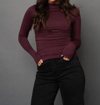 Rd Style - Funnel Neck Ruched Top