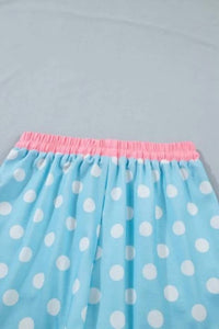 Shewin - Polka Dot Contrast Edge Casual Shorts Set