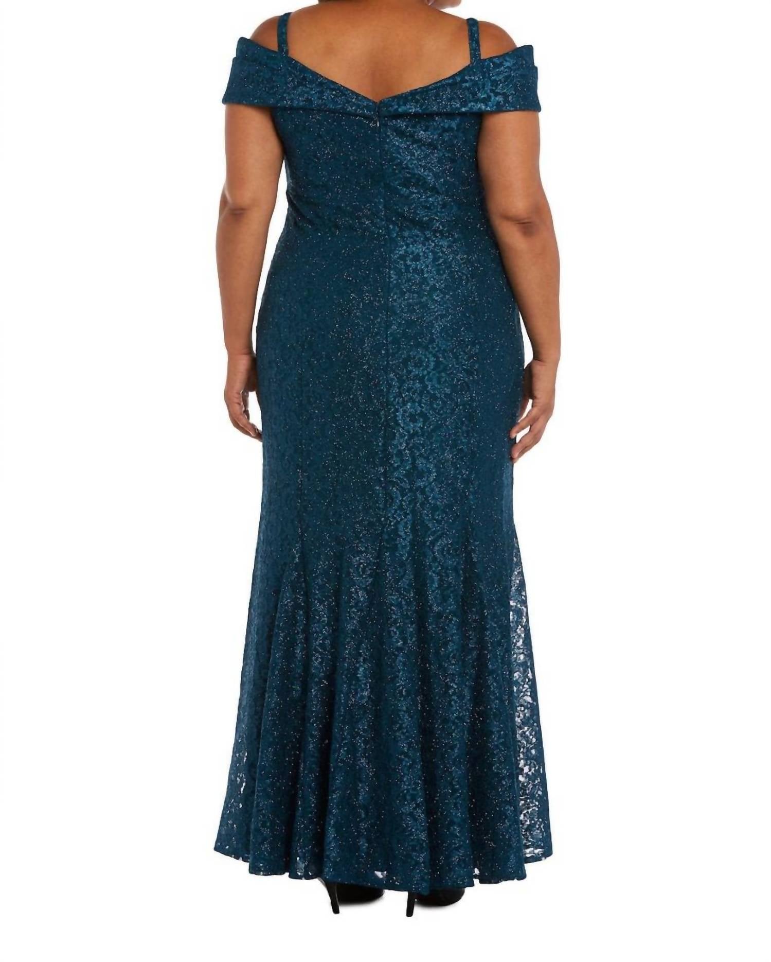 R&M Richards - Off The Shoulder Fishtail Evening Gown