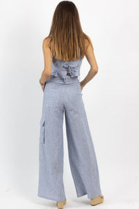 Olivaceous - Tate Striped Linen Pant
