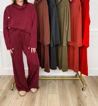 Dagne Dover - Soft Moments High-rise Ribbed Wide Leg Pants Set