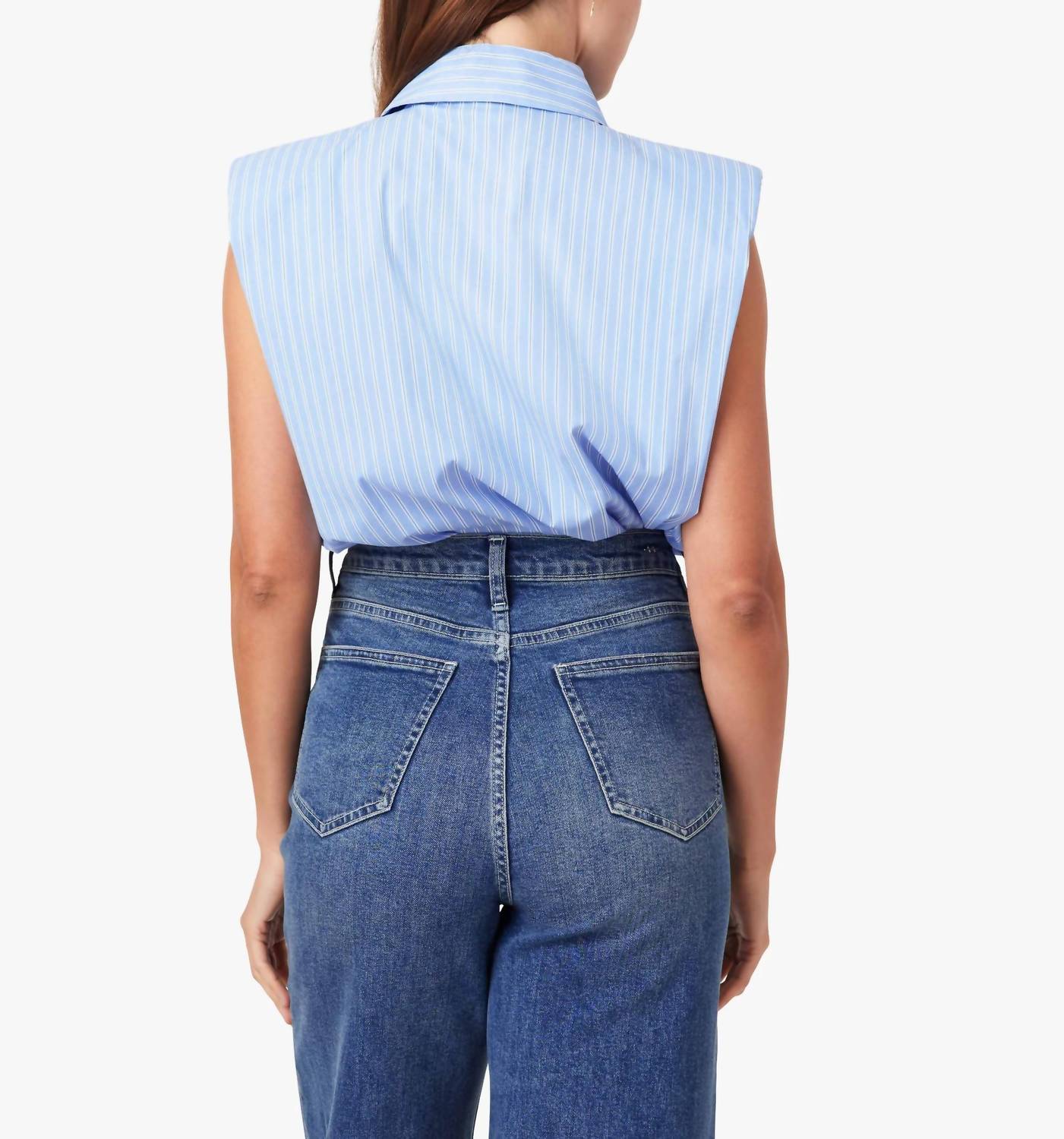 Habitual SLEEVELESS SHOULDER PAD SHIRT in blue - women's t-shirt - alternate view