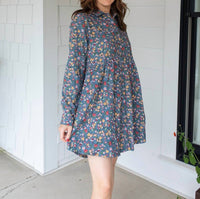 umgee With the Wildflowers Corduroy Dress in subtle floral - women's dress - detail view