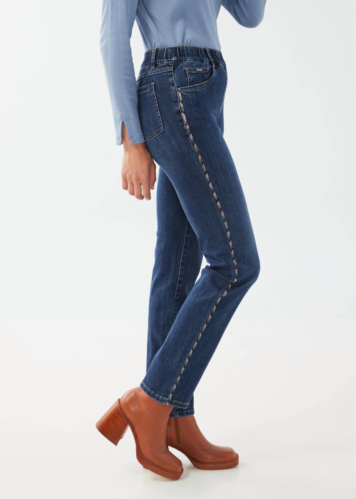 FDJ Tuxedo Pull-on Jeans in dark wash - women's jeans - detail view