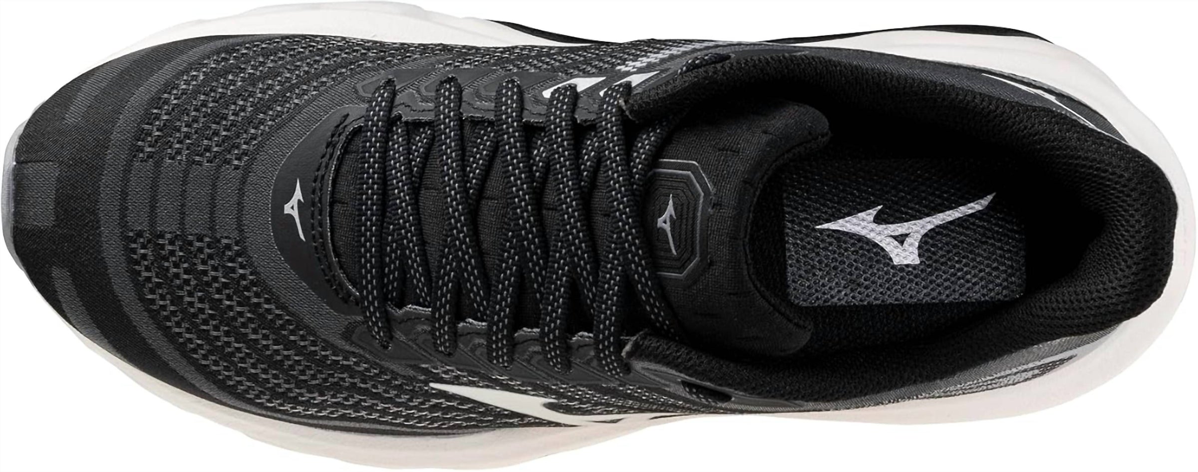 MIZUNO Women's Wave Horizon 8 Shoe in black white - women's shoe - detail view