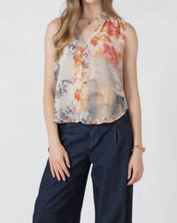 Dex Flowy Button Front Blouse in flower patch - women's blouse