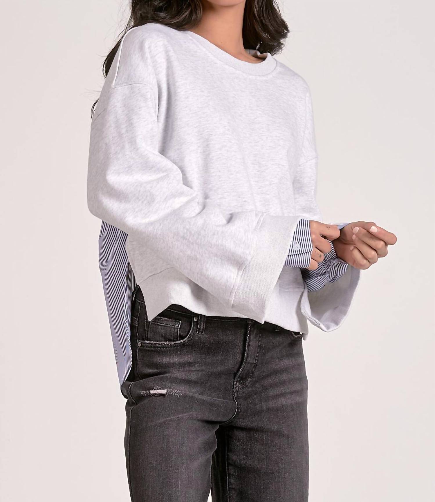 Elan - Long Sleeve Mix Media Top