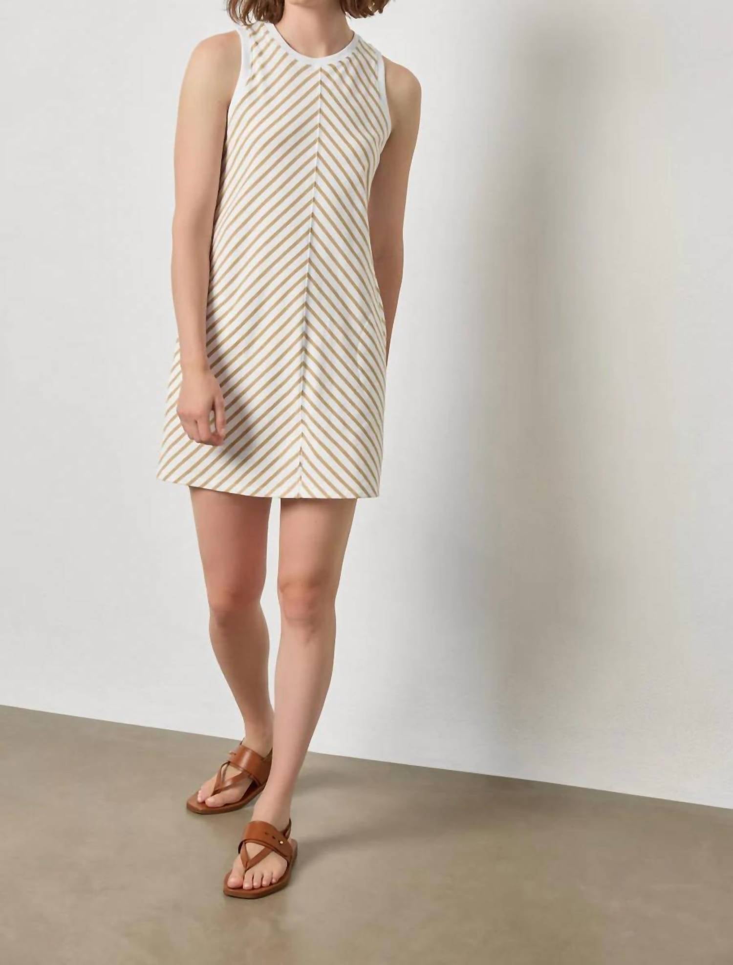 Lilla P - Burlap Stripe Center Seam Tank Dress