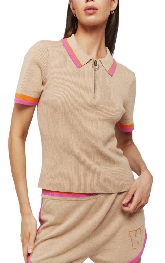 Brodie Cashmere - VERITY ZIP UP POLO TEE TOP