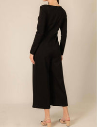 P.CILL Butter Modal Fitted Long Sleeve Jumpsuit in black - women's pants - detail view