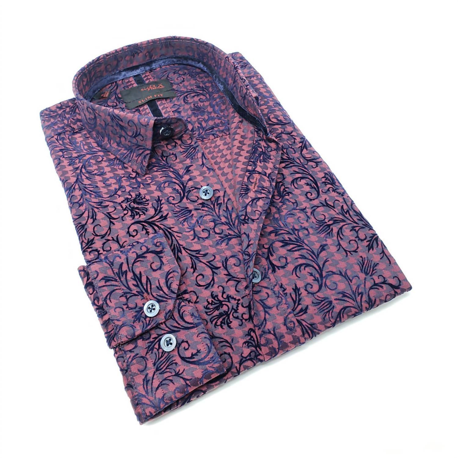 Eight X - Men's Hounds Tooth Button Down Shirt With Flocking