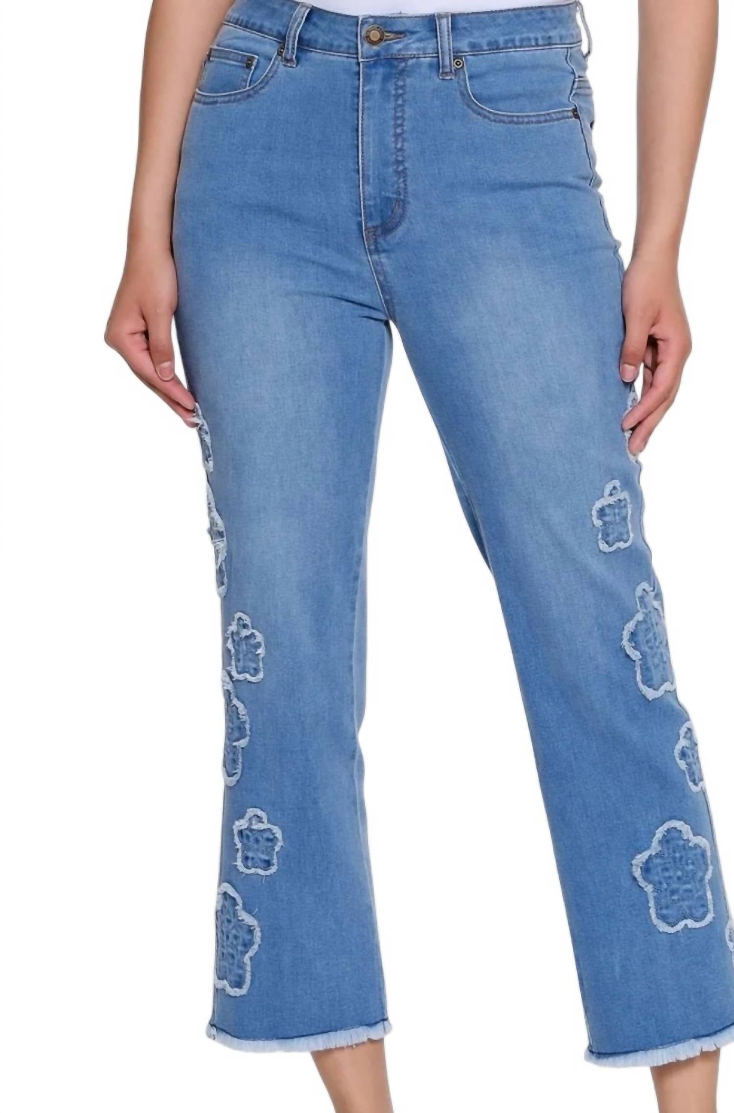Multiples - Women's Zip Button Front 5 Pocket Crop Jean